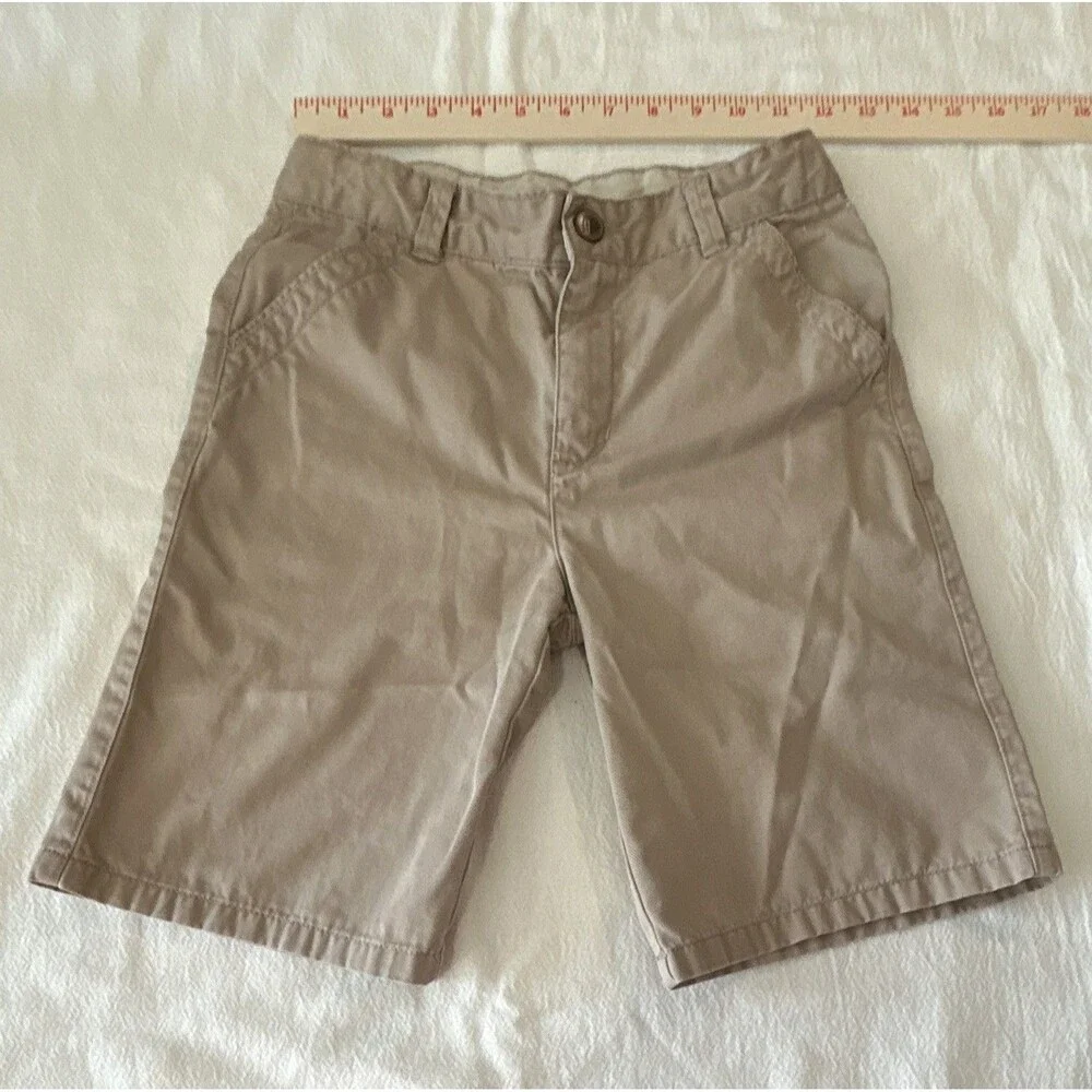 Gymboree Boys Beige Chino ShortsSize 10 Cotton Twill AdjustableWaist Pockets 183